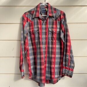 EUC Vintage Wrangler Pear Button Western Shirt Cowboy‎ Cut